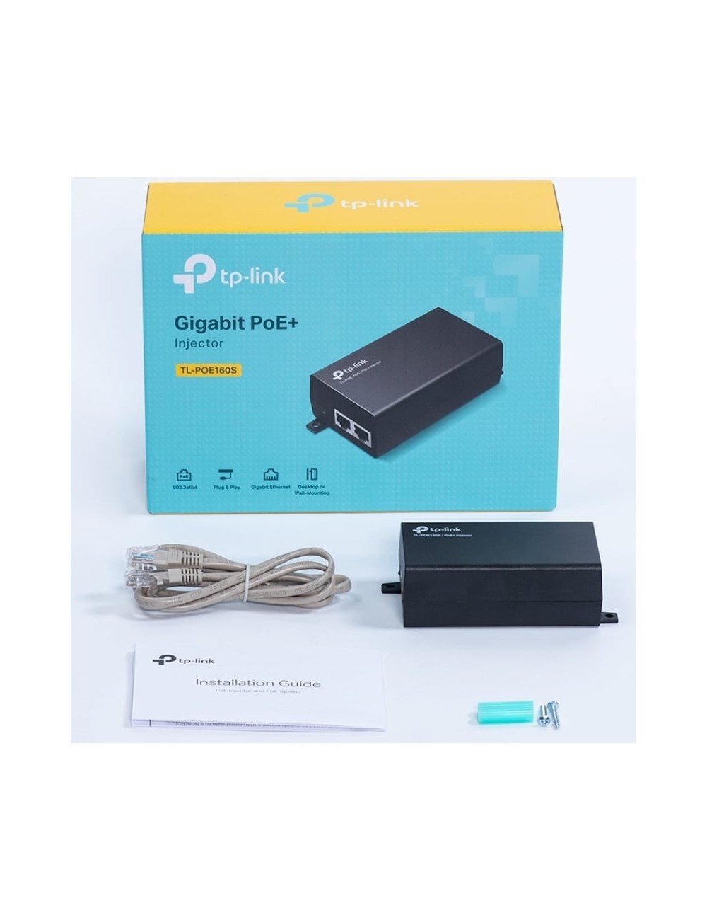 Inyector PoE+ TP-Link POE160S/ 802.3af/at/ 2 Puertos RJ45