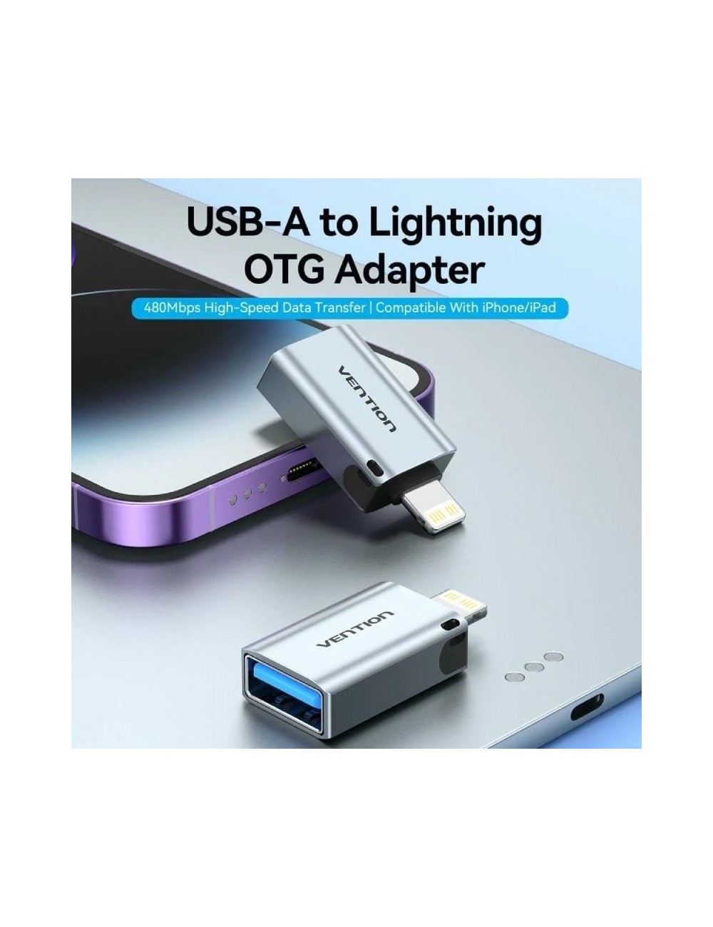 Adaptador OTG USB Vention CUCH0/ USB Hembra - Lightning Macho/ Azul
