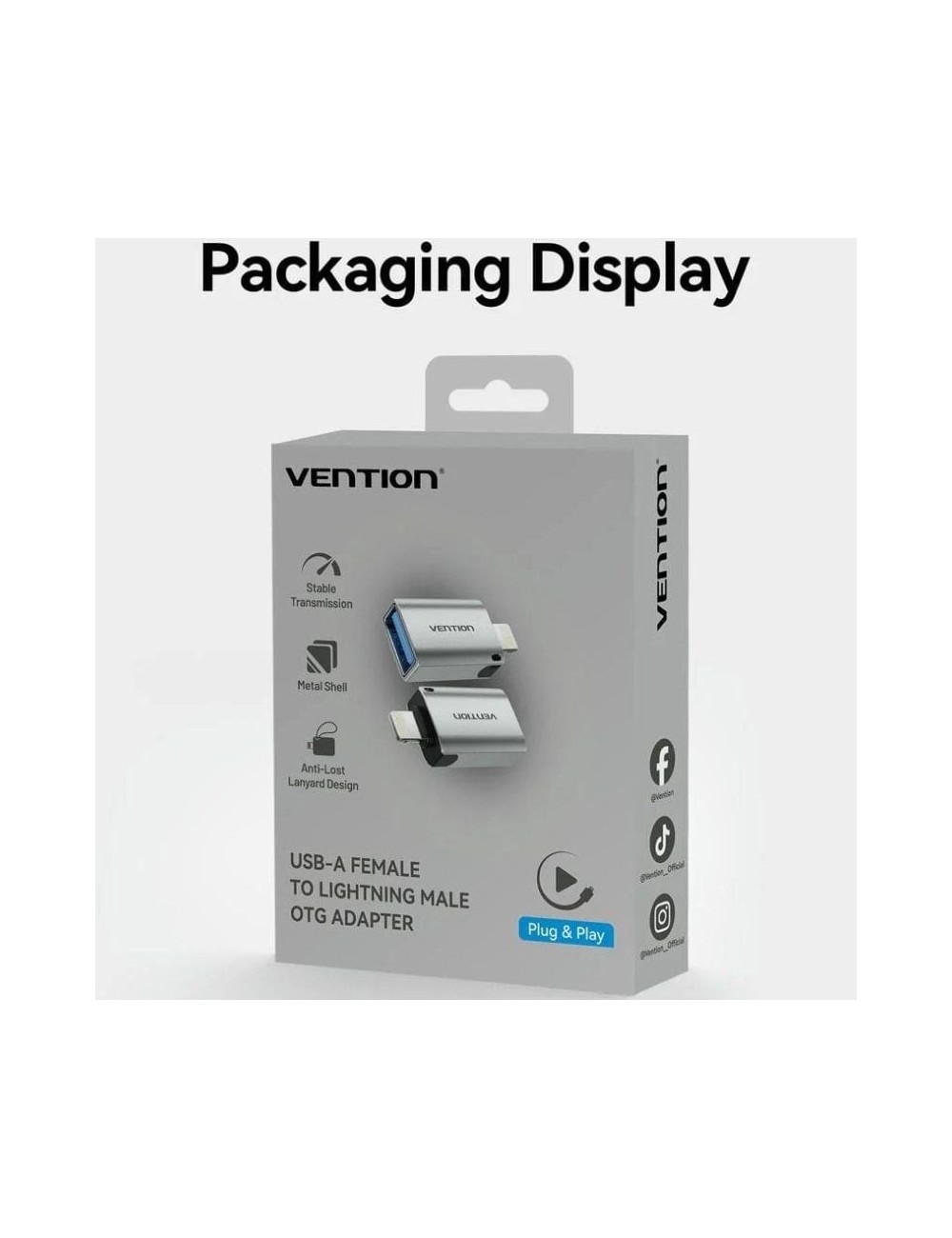 Adaptador OTG USB Vention CUCH0/ USB Hembra - Lightning Macho/ Azul