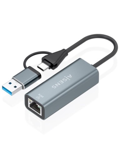 Adaptador USB + USB Tipo-C 3.2 - RJ45 Aisens A109-1032/ 1000Mbps