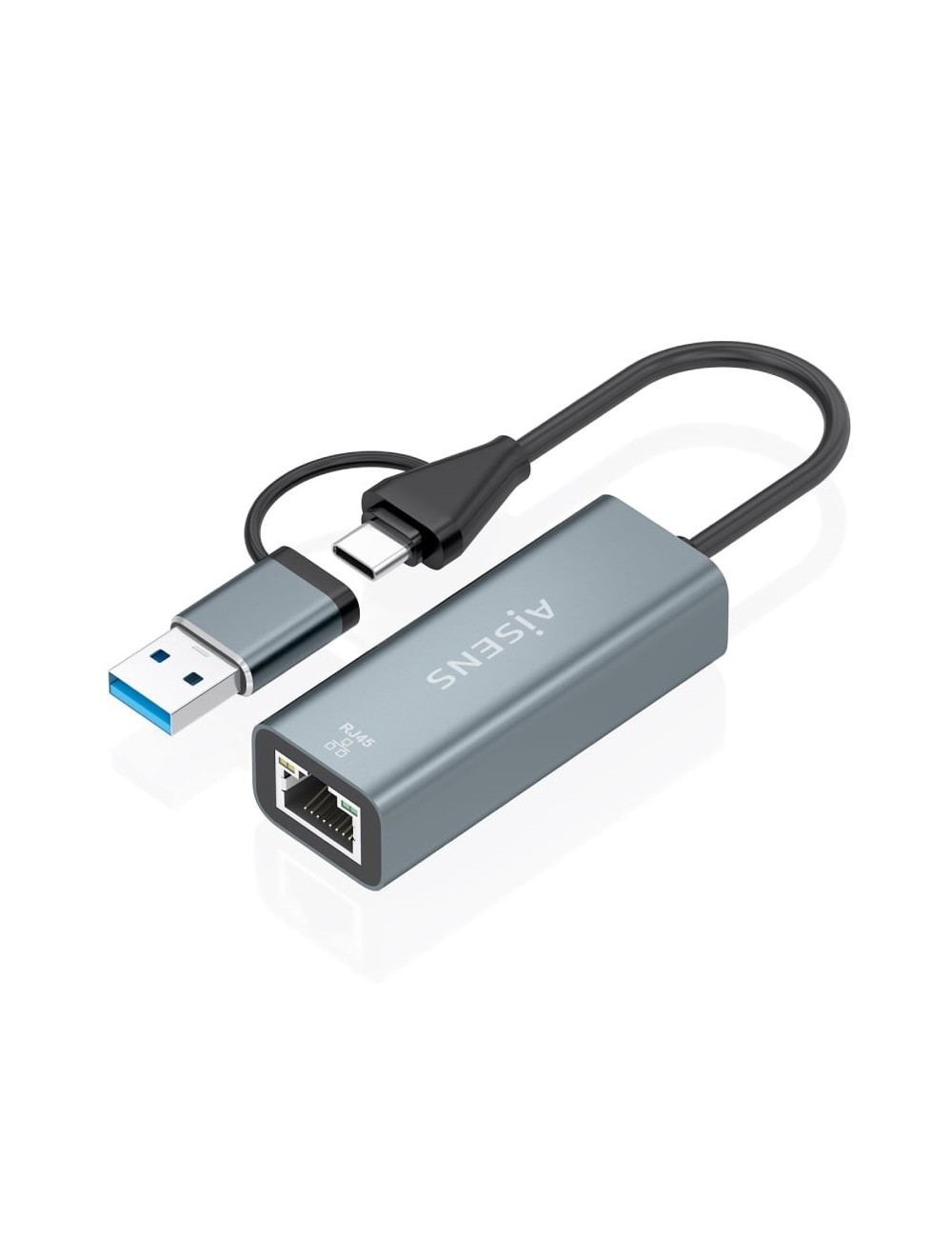 Adaptador USB + USB Tipo-C 3.2 - RJ45 Aisens A109-1032/ 1000Mbps