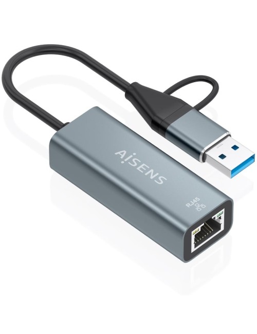 Adaptador USB + USB Tipo-C 3.2 - RJ45 Aisens A109-1032/ 1000Mbps