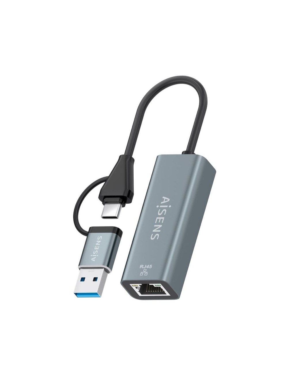 Adaptador USB + USB Tipo-C 3.2 - RJ45 Aisens A109-1032/ 1000Mbps