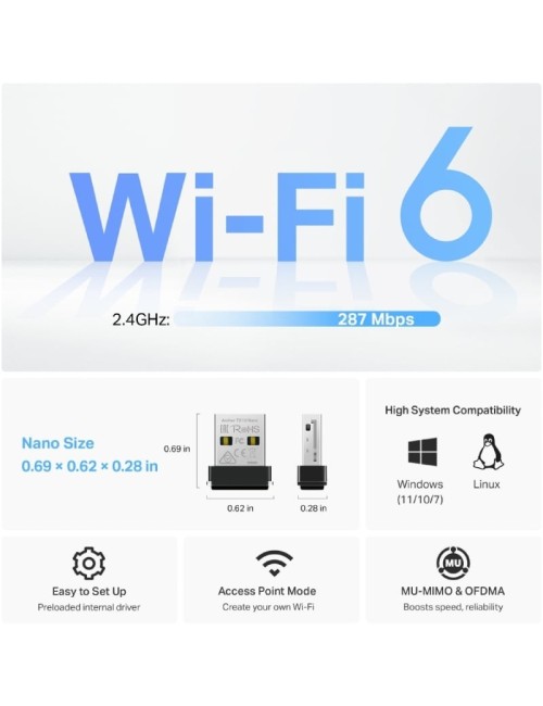 Adaptador USB - WiFi TP-Link Archer TX1U Nano