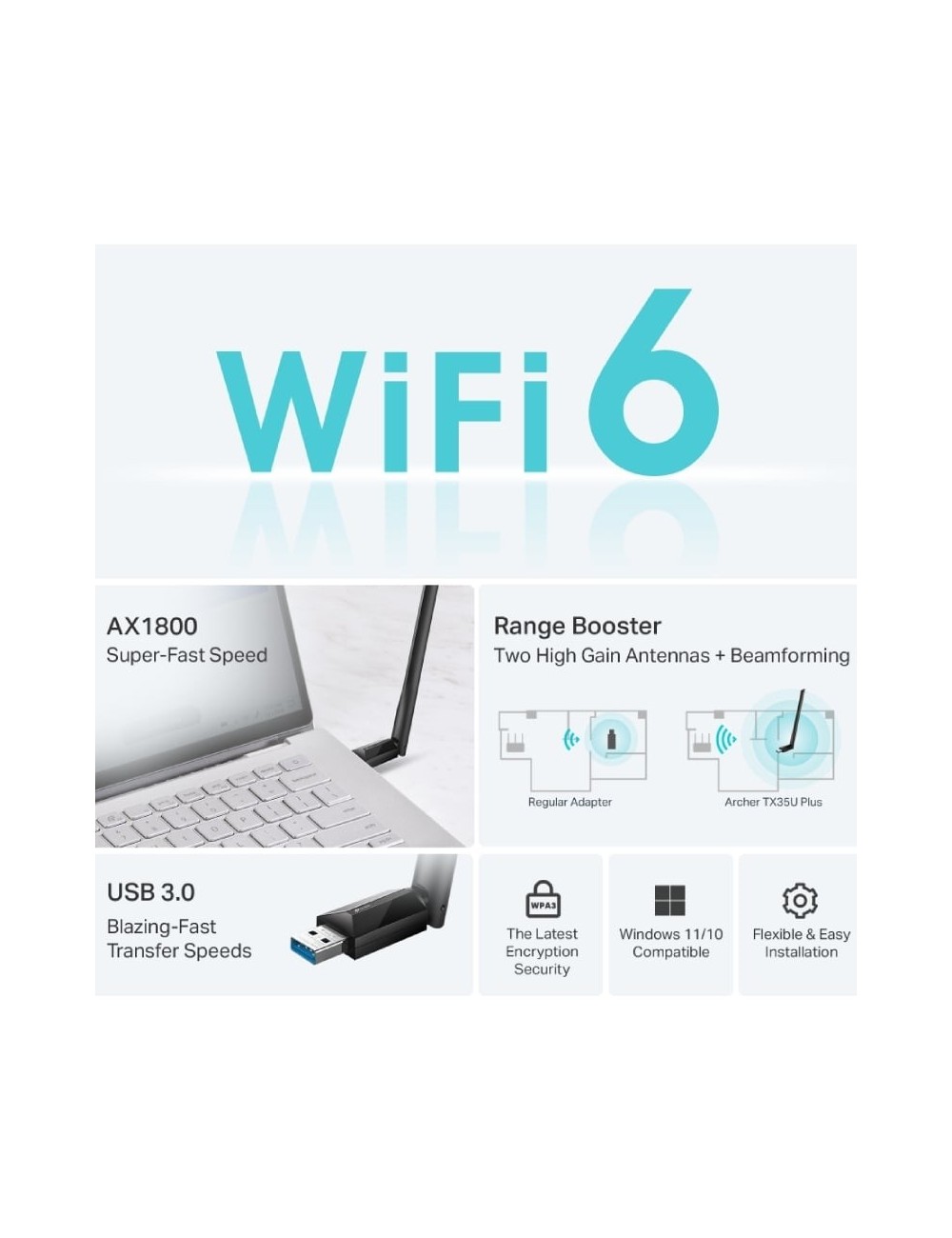 Adaptador USB - WiFi TP-Link Archer TX35U Plus/ 1800Mbps