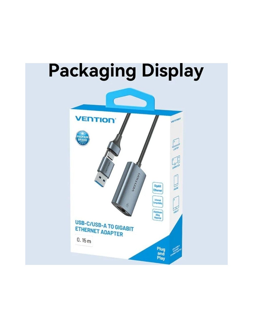 Adaptador USB/USB Tipo-C - RJ45 Vention CFQHB/ 1000Mbps