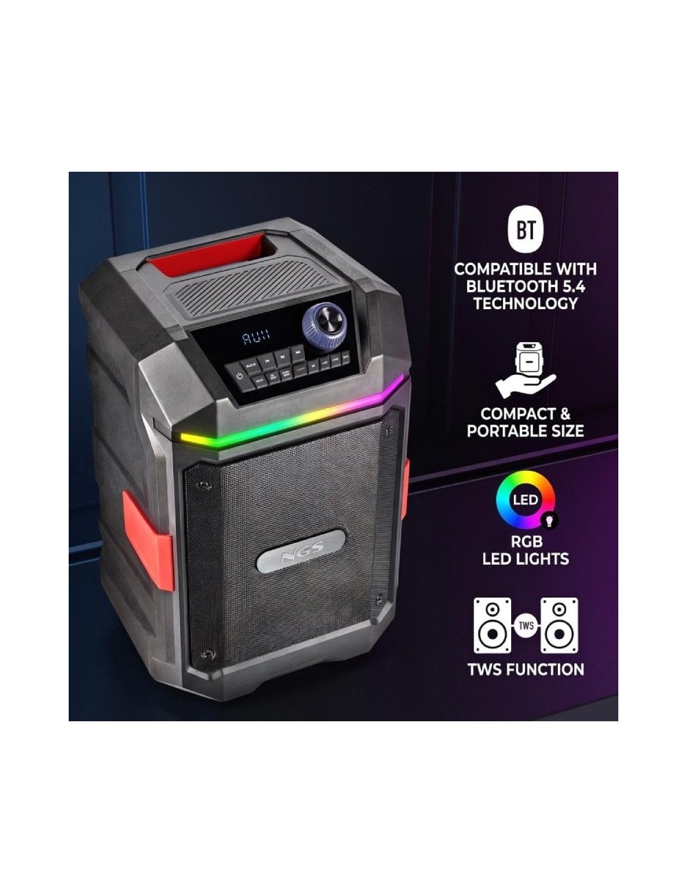Altavoz Portable con Bluetooth NGS Wild Bash Compact/ 240W