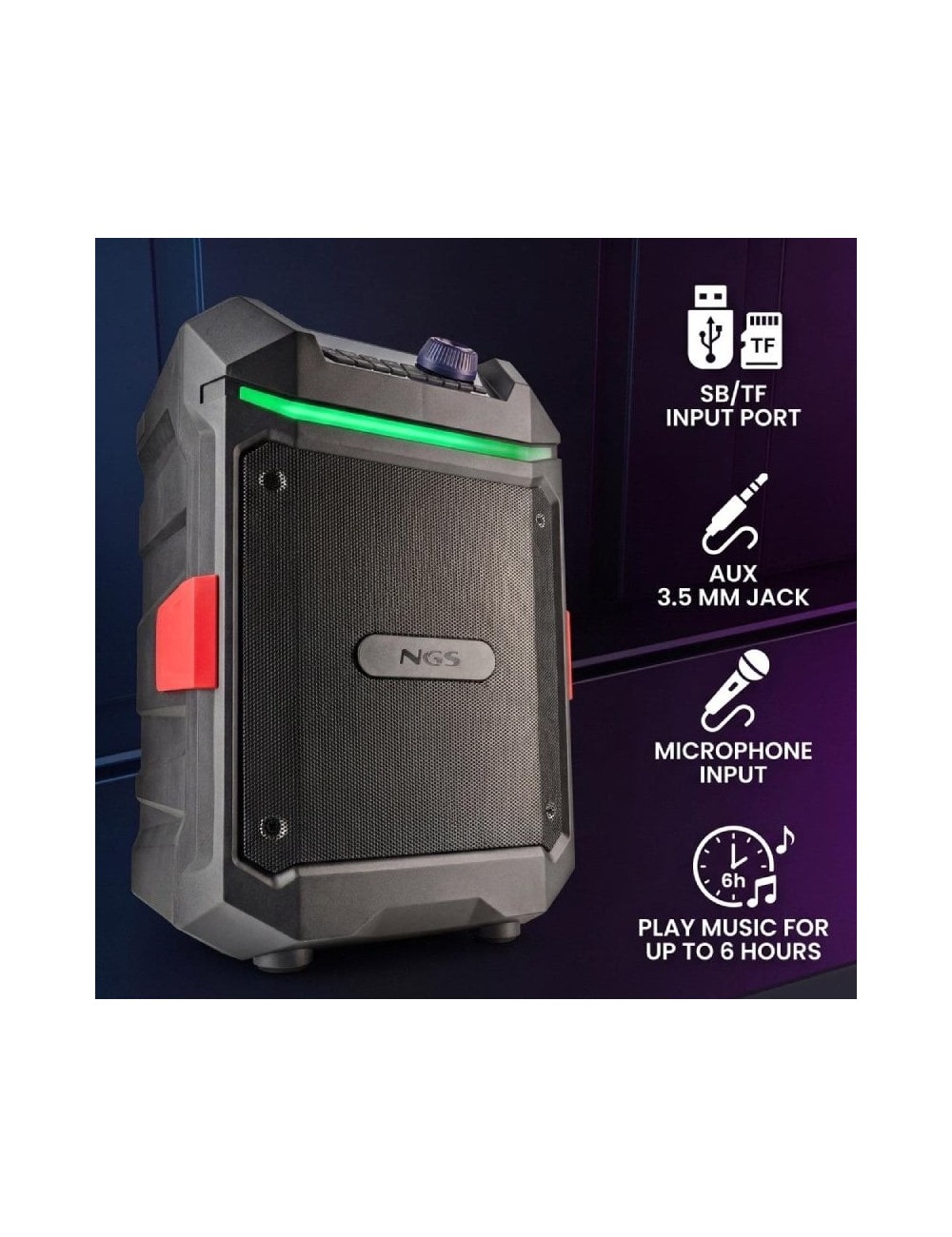 Altavoz Portable con Bluetooth NGS Wild Bash Compact/ 240W