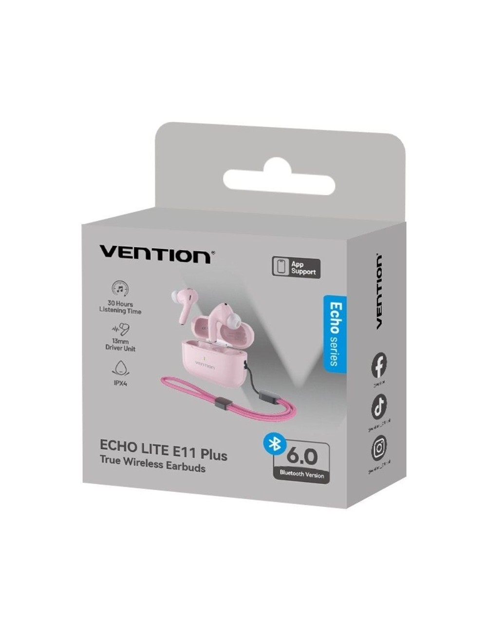 Auriculares Bluetooth Vention Echo Lite E11 Plus con estuche de carga/ Autonomía 6h/ Rosas