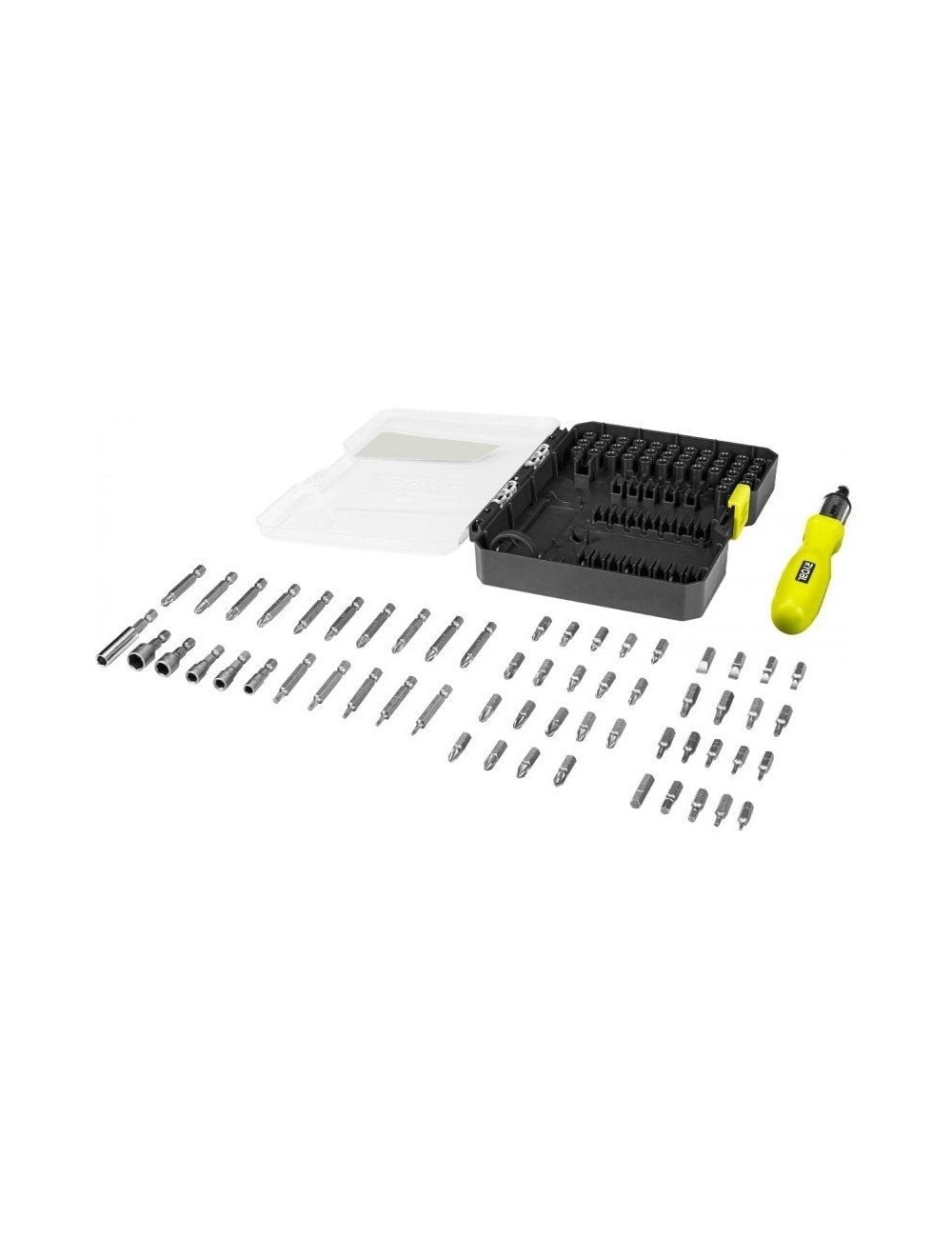 Estuche de 59 Puntas para Atornillar Ryobi RAK59SD / Incluye Destornillador