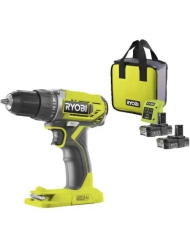 Taladro-Atornillador Sin Cable Ryobi ONE+ R18DD2-220S/ 2 baterías 18V 2,0 Ah/ Cargador 1,5 A/ Bolsa de Transporte