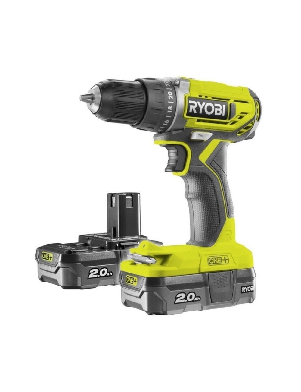 Taladro-Atornillador Sin Cable Ryobi ONE+ R18DD2-220S/ 2 baterías 18V 2,0 Ah/ Cargador 1,5 A/ Bolsa de Transporte