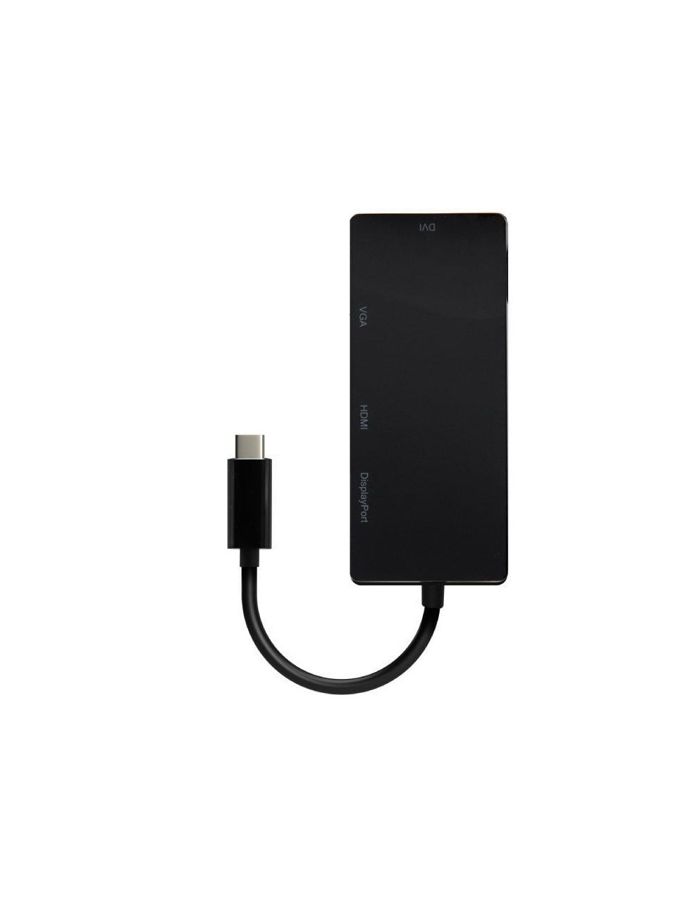 Conversor USB Tipo-C Aisens A109-0679/ HDMI Hembra - VGA Hembra - DVI Hembra - DisplayPort Hembra/ 15cm/ Negro