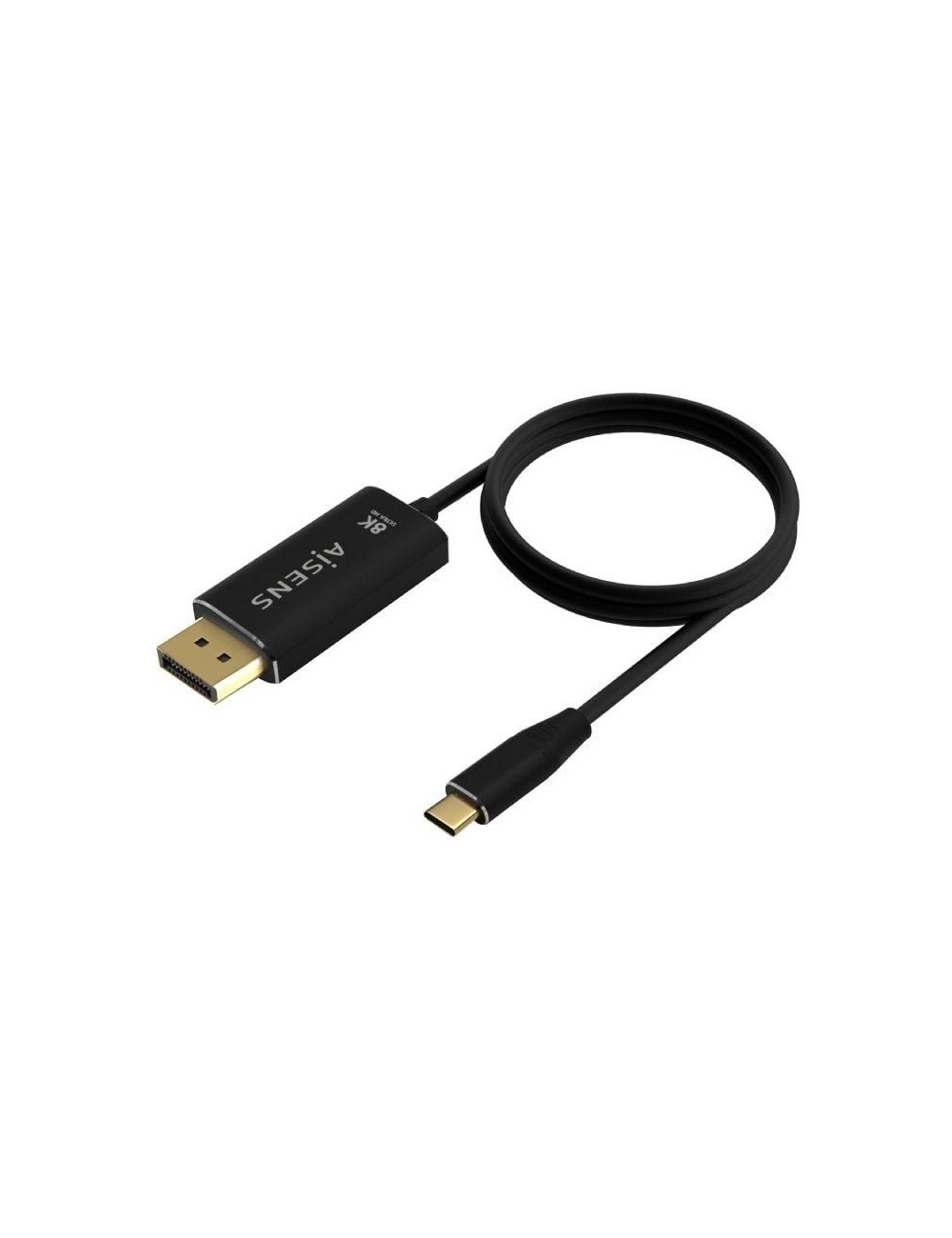 Cable Conversor DisplayPort 8K 60HZ Aisens A109-0686/ USB Tipo-C Macho - DisplayPort Macho/ Hasta 27W/ 1250Mbps/ 80cm/ Negro