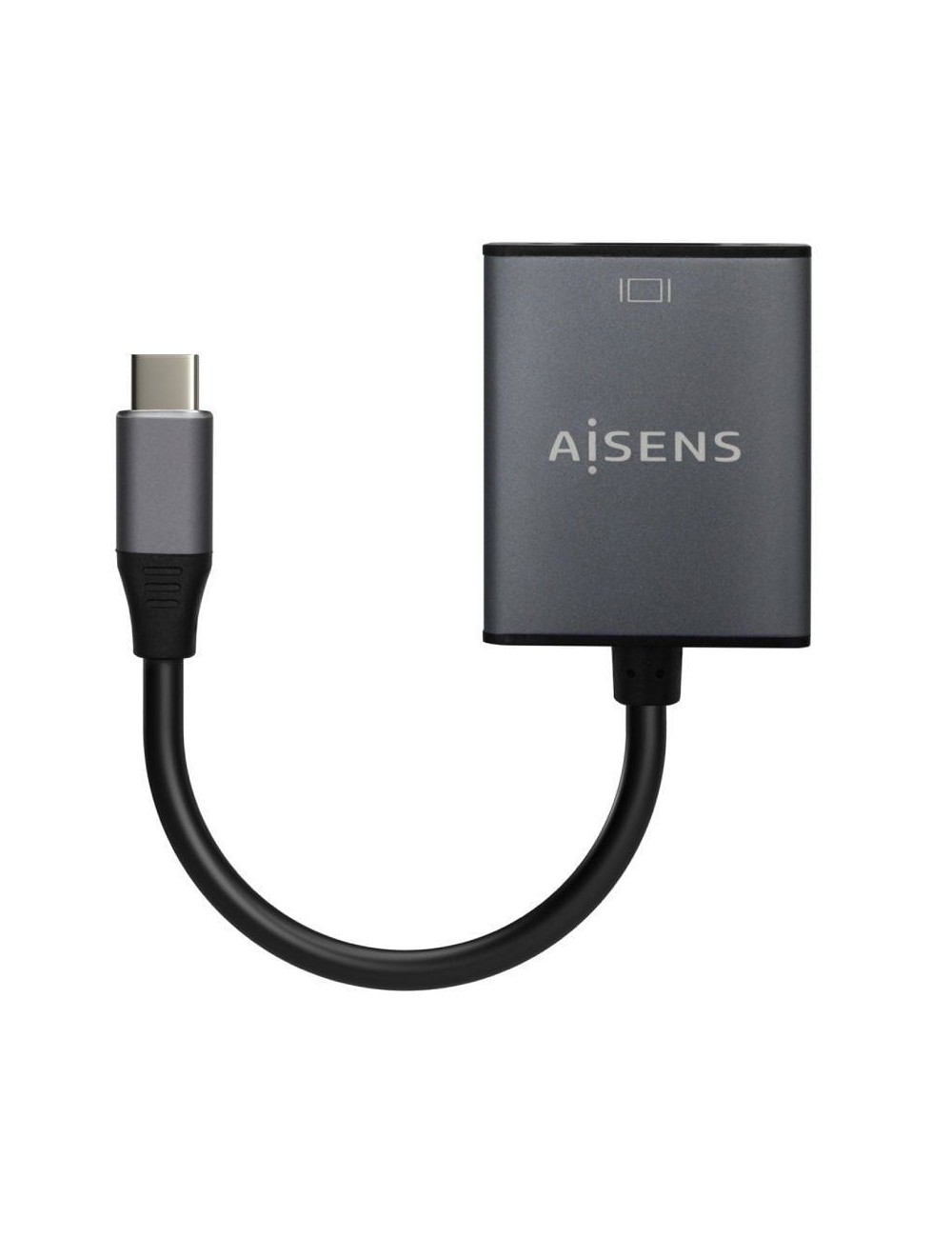 Conversor Aisens A109-0691/ USB Tipo-C Macho - VGA Hembra/ Hasta 27W/ 1250Mbps/ 15cm/ Gris