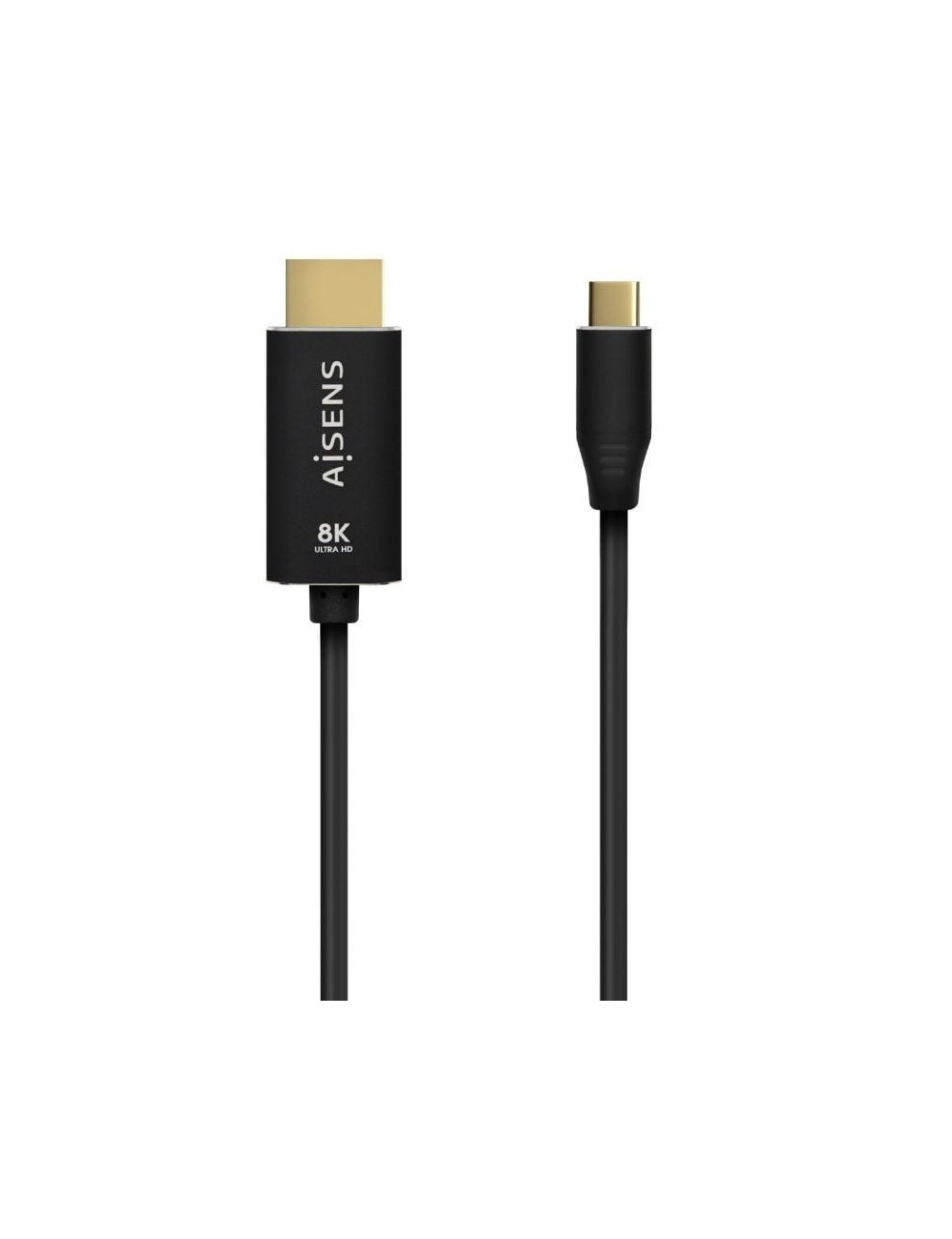 Cable Conversor Aisens A109-0711/ USB Tipo-C Macho - HDMI 8K Macho/ Hasta 27W/ 6000Mbps/ 1m/ Negro