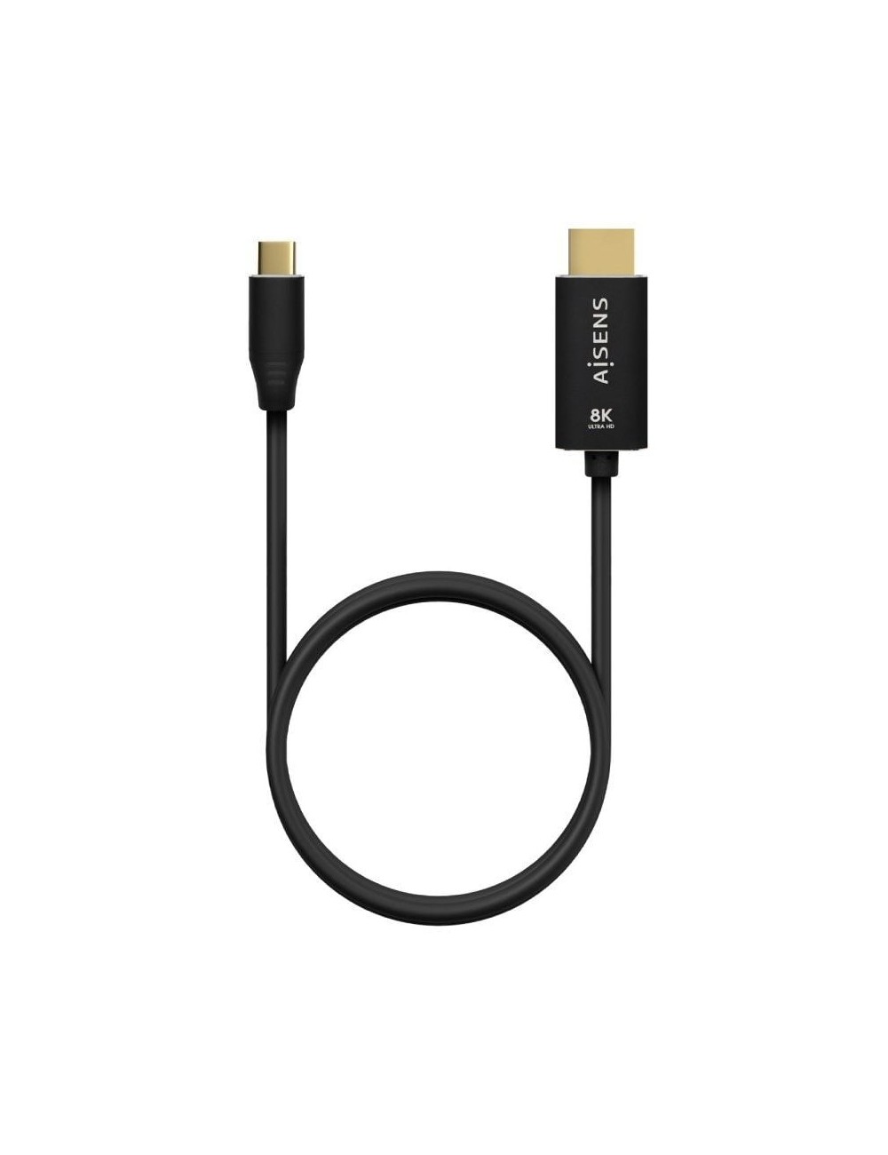 Cable Conversor Aisens A109-0711/ USB Tipo-C Macho - HDMI 8K Macho/ Hasta 27W/ 6000Mbps/ 1m/ Negro