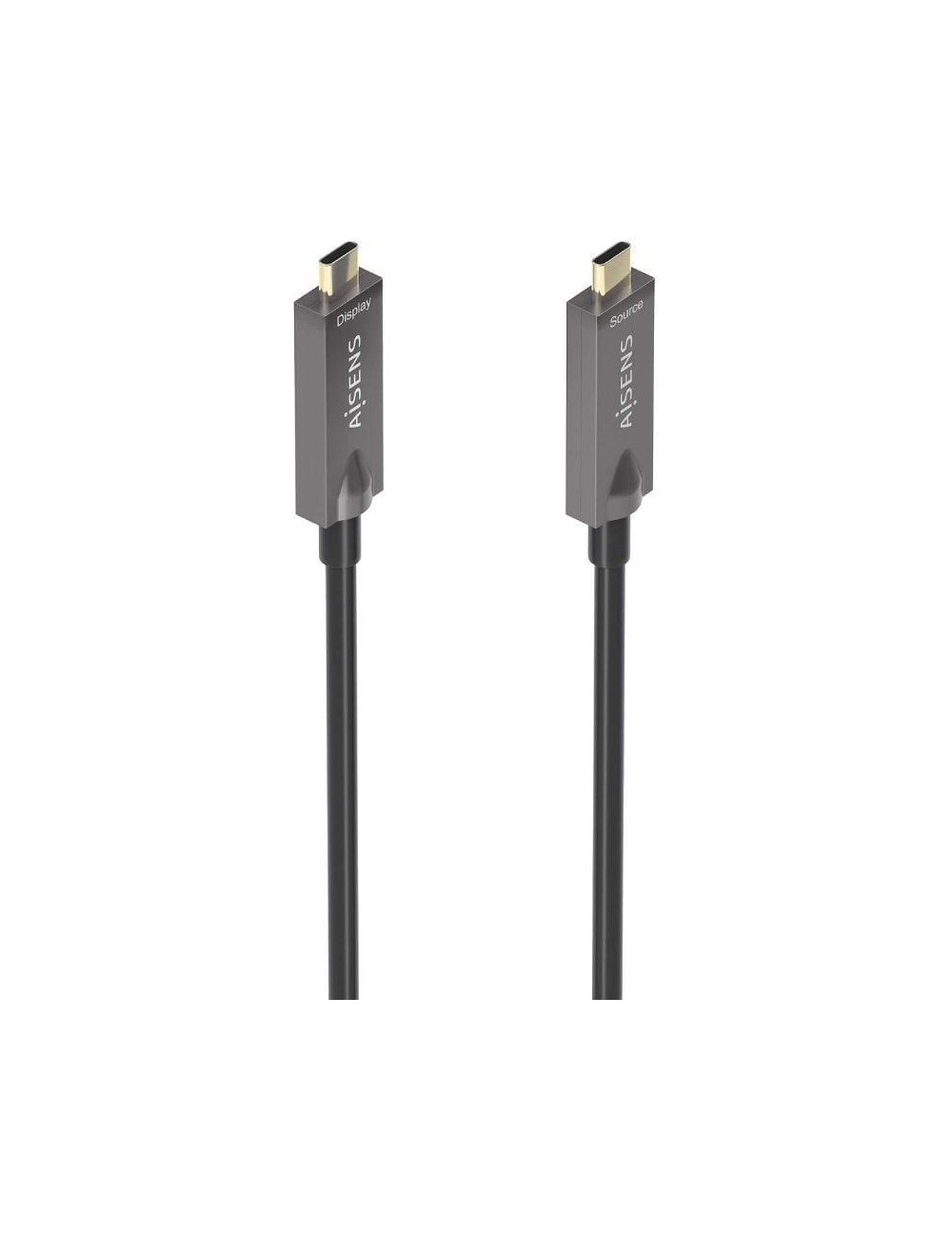 Cable USB 3.1 Tipo-C Aisens AOC A157-0882/ USB Tipo-C Macho - USB Tipo-C Macho/ Hasta 60W/ 10Gbps/ 10m/ Negro