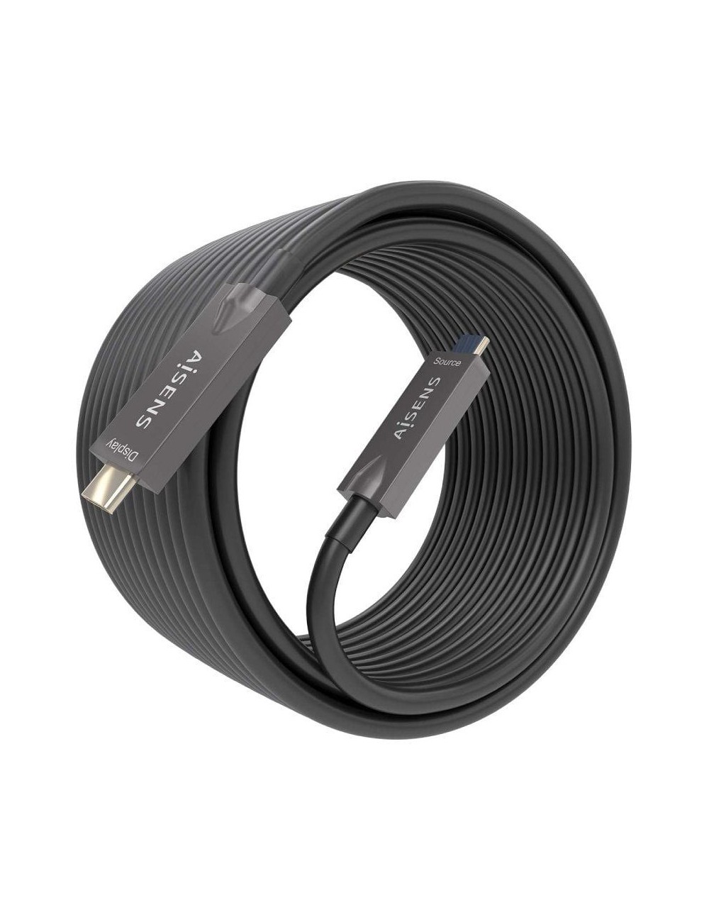 Cable USB 3.1 Tipo-C Aisens AOC A157-0882/ USB Tipo-C Macho - USB Tipo-C Macho/ Hasta 60W/ 10Gbps/ 10m/ Negro