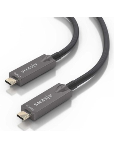 Cable USB 3.1 Tipo-C Aisens AOC A157-0882/ USB Tipo-C Macho - USB Tipo-C Macho/ Hasta 60W/ 10Gbps/ 10m/ Negro