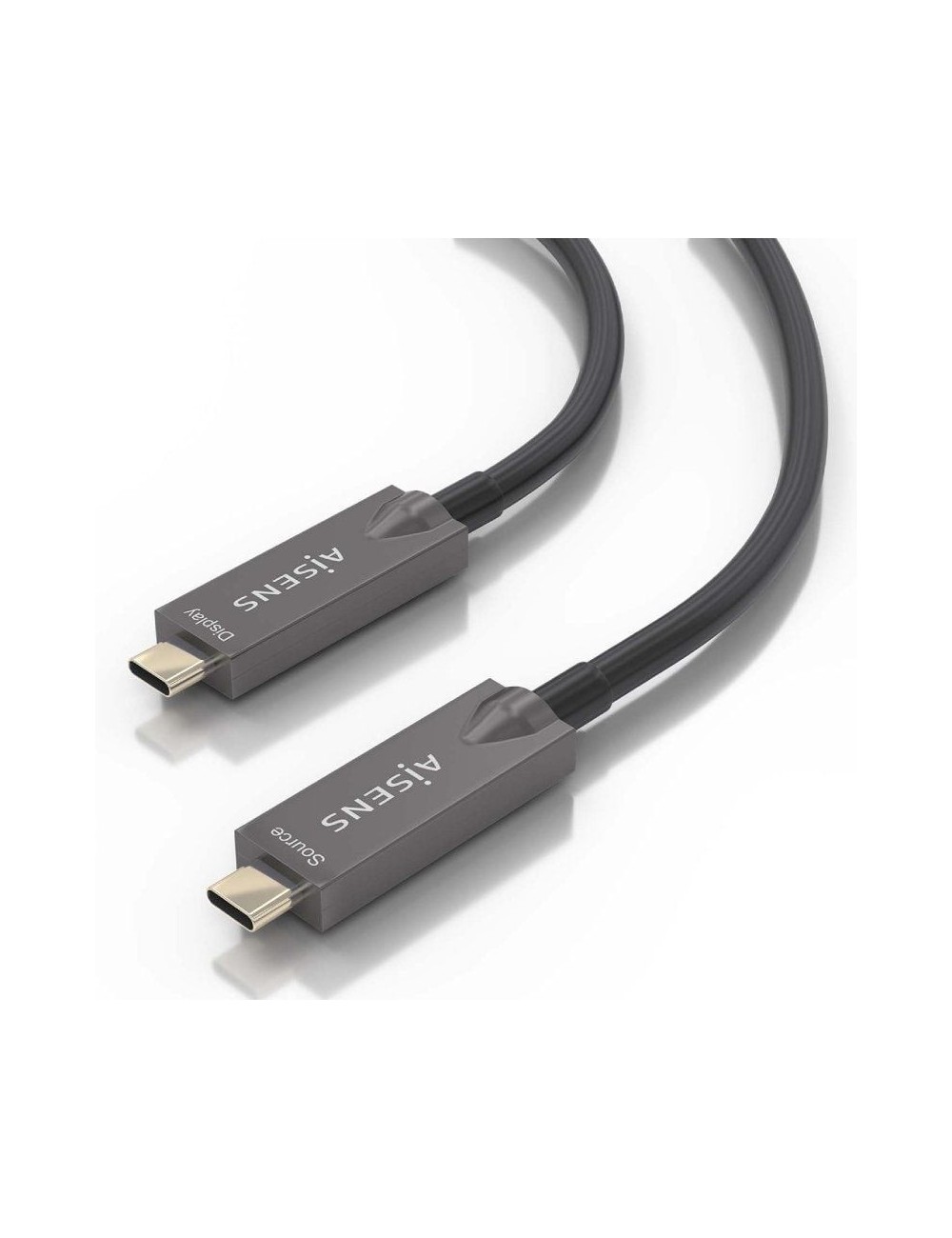 Cable USB 3.1 Tipo-C Aisens AOC A157-0882/ USB Tipo-C Macho - USB Tipo-C Macho/ Hasta 60W/ 10Gbps/ 10m/ Negro