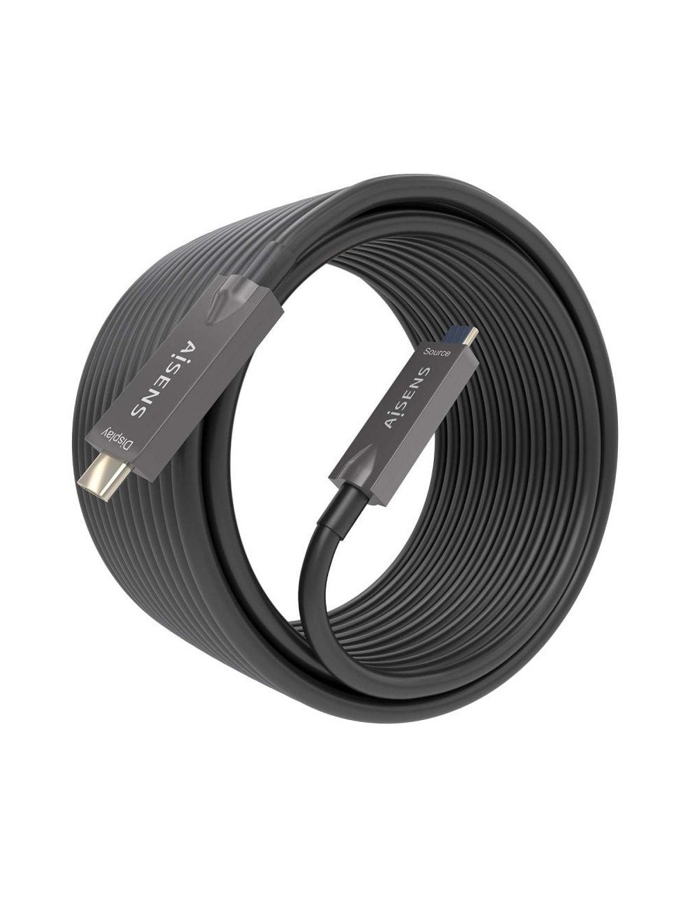 Cable USB 3.1 Tipo-C Aisens AOC A157-0883/ USB Tipo-C Macho - USB Tipo-C Macho/ Hasta 60W/ 10Gbps/ 15m/ Negro