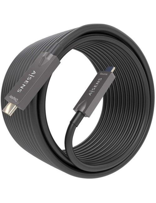 Cable USB 3.1 Tipo-C Aisens AOC A157-0883/ USB Tipo-C Macho - USB Tipo-C Macho/ Hasta 60W/ 10Gbps/ 15m/ Negro