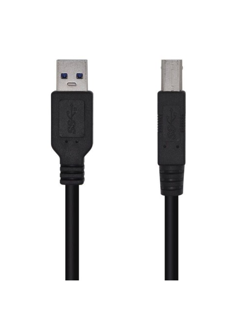 Cable USB 3.0 Impresora Aisens A105-0444/ USB Tipo-B Macho - USB Macho/ 5Gbps/ 2m/ Negro