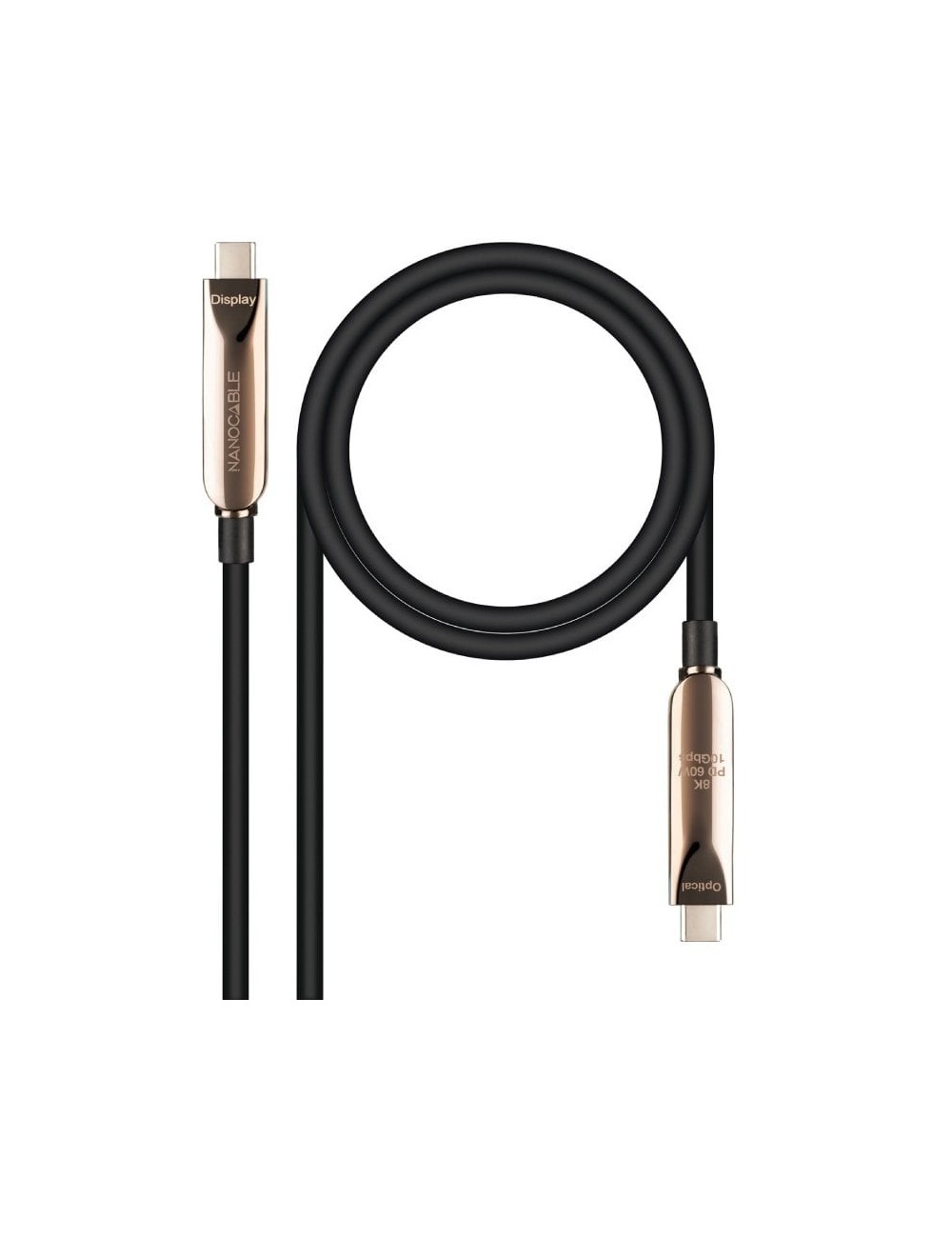 Cable USB 3.2 Tipo-C AOC Nanocable 10.01.4615/ USB Tipo-C Macho - USB Tipo-C Macho/ Hasta 60W/ 10Gbps/ 15m/ Negro