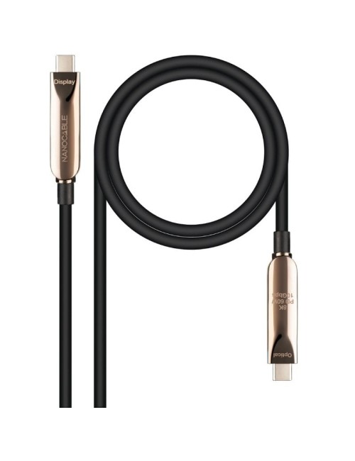 Cable USB 3.2 Tipo-C AOC Nanocable 10.01.4615/ USB Tipo-C Macho - USB Tipo-C Macho/ Hasta 60W/ 10Gbps/ 15m/ Negro