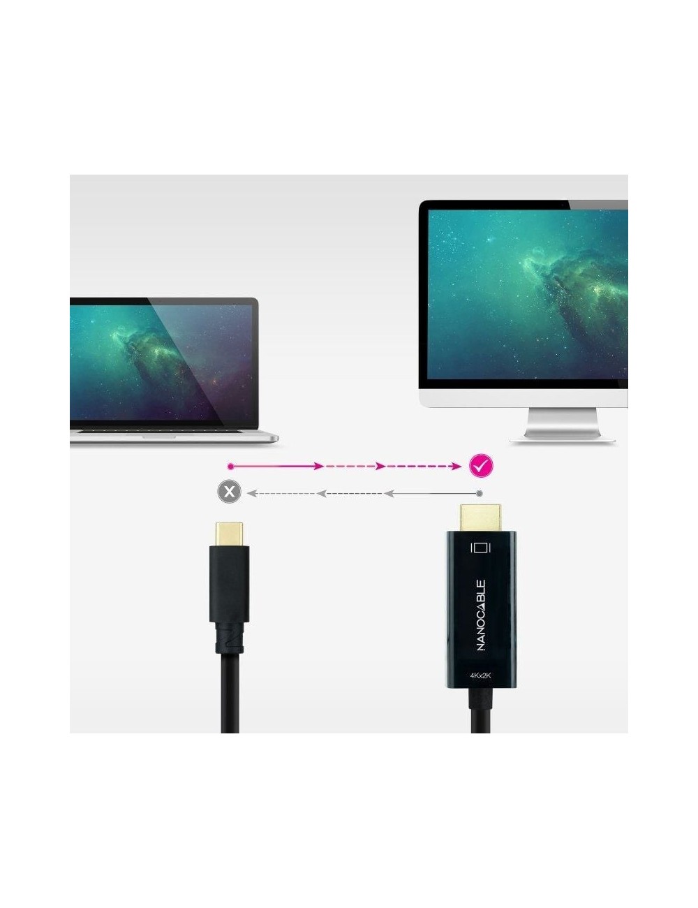 Cable Conversor Nanocable 10.15.5135/ USB Tipo-C Macho - HDMI Macho/ 5m/ Negro