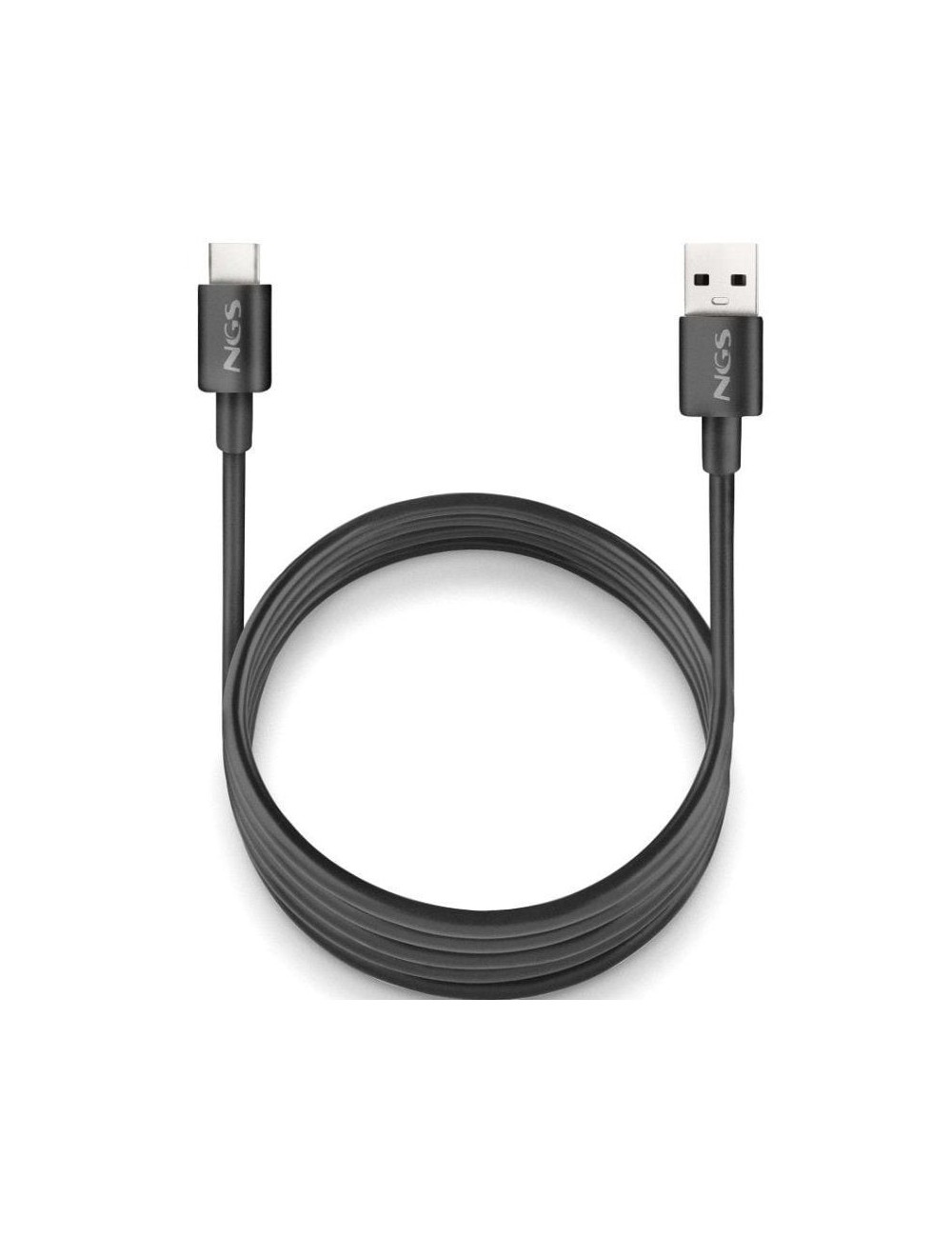 Cable USB 2.0 NGS ZYRO-AC/ USB Macho - USB Tipo-C Macho/ Hasta 15W/ 480Mbps/ 1m/ Negro
