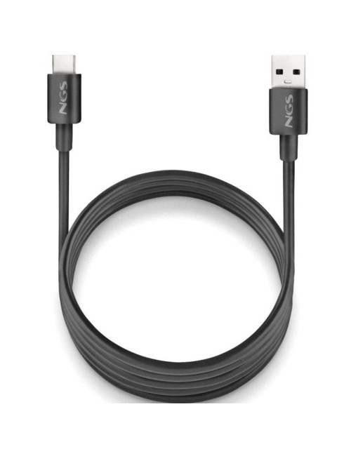 Cable USB 2.0 NGS ZYRO-AC/ USB Macho - USB Tipo-C Macho/ Hasta 15W/ 480Mbps/ 1m/ Negro