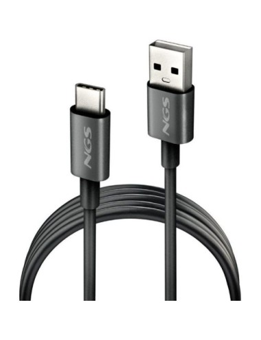 Cable USB 2.0 NGS ZYRO-AC/ USB Macho - USB Tipo-C Macho/ Hasta 15W/ 480Mbps/ 1m/ Negro
