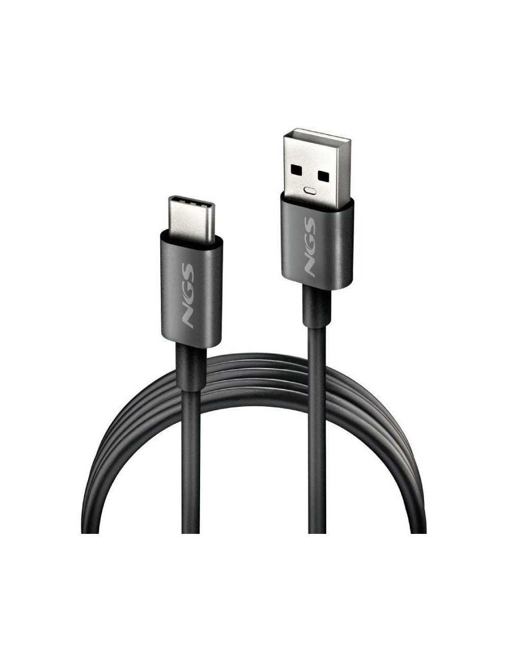 Cable USB 2.0 NGS ZYRO-AC/ USB Macho - USB Tipo-C Macho/ Hasta 15W/ 480Mbps/ 1m/ Negro
