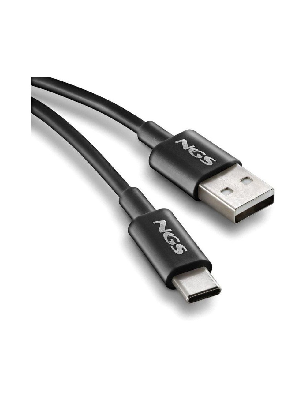 Cable USB 2.0 NGS ZYRO-AC/ USB Macho - USB Tipo-C Macho/ Hasta 15W/ 480Mbps/ 1m/ Negro