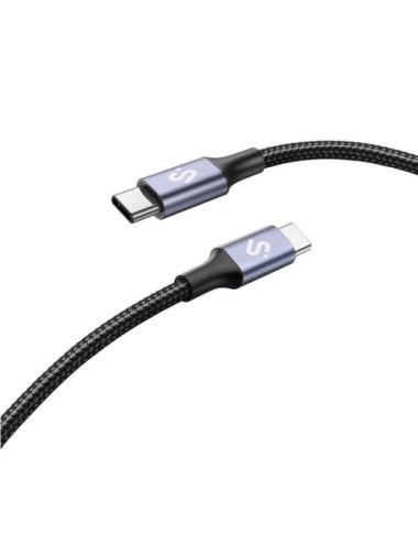 Cable USB 2.0 Tipo-C Subblim Plus/ USB Tipo-C Macho - USB Tipo-C Macho/ Hasta 100W/ 480Mbps/ 2m/ Negro