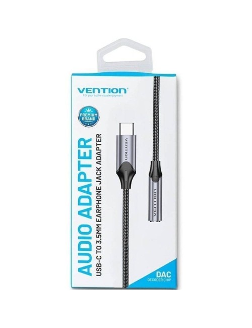 Adaptador Audio Vention BGMHA/ Jack 3.5 Hembra - USB Tipo-C Macho/ 10cm/ Gris