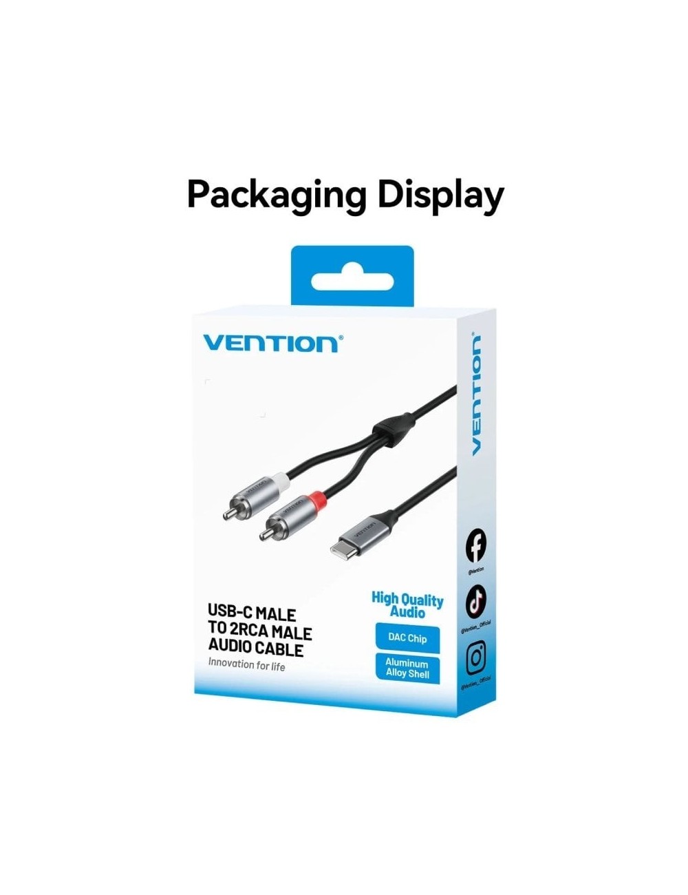 Cable Estéreo Vention BIKHF/ USB Tipo-C Macho - 2x RCA Macho/ 1m/ Gris