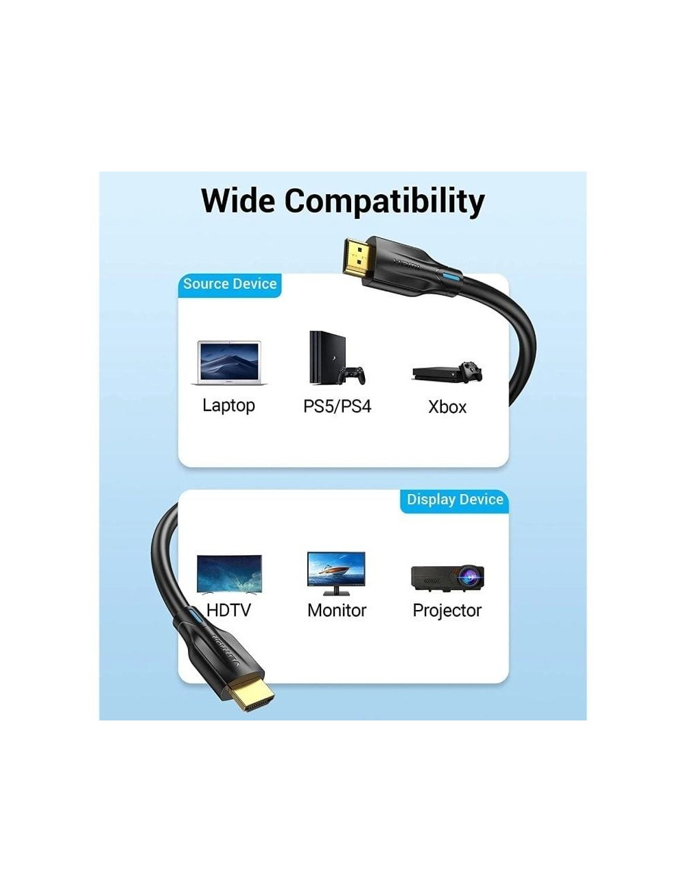 Cable HDMI 2.1 8K Vention AANBF/ HDMI Macho - HDMI Macho/ 1m/ Negro