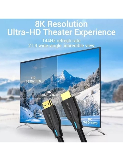 Cable HDMI 2.1 8K Vention AAUBI/ HDMI Macho - HDMI Macho/ 3m/ Negro