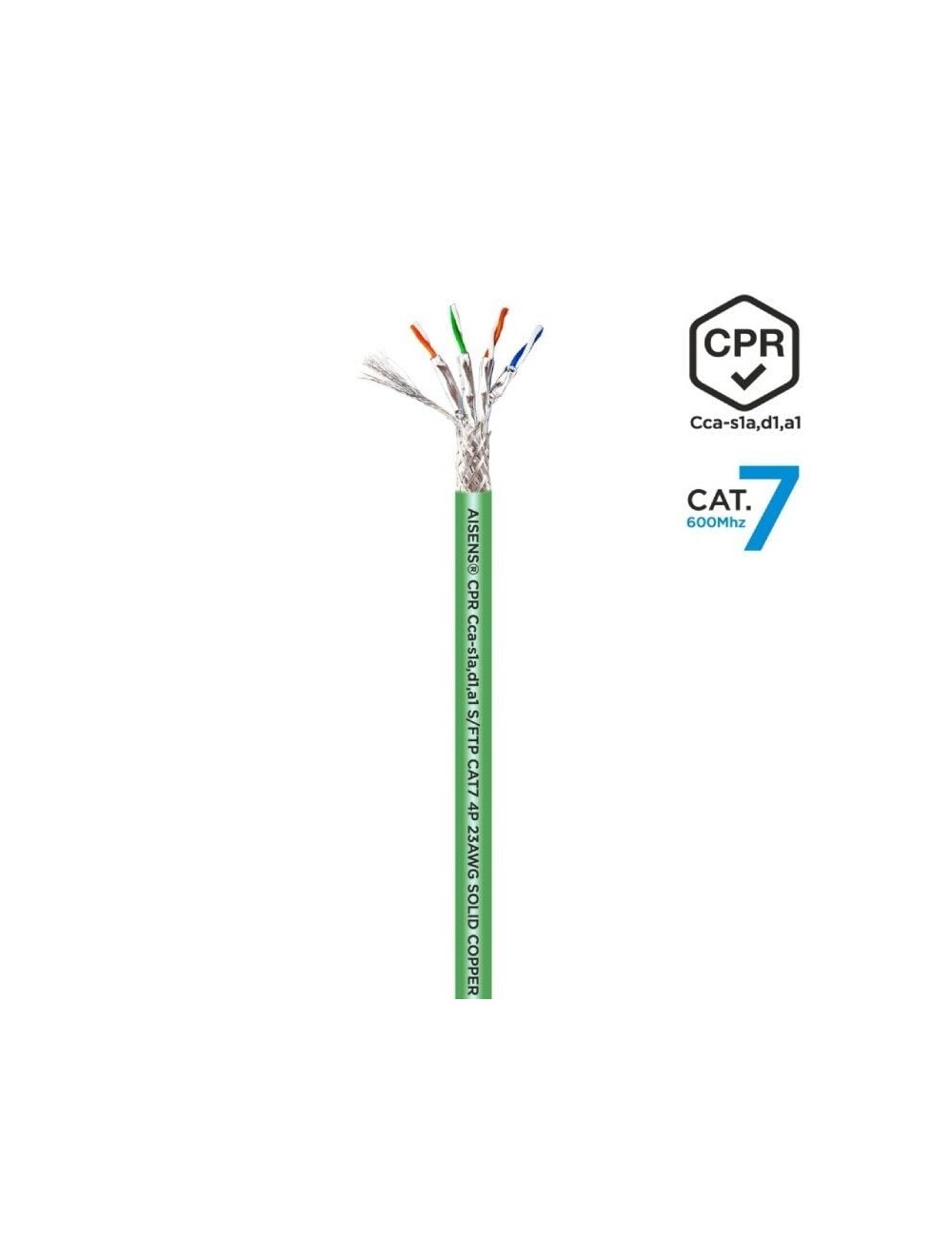 Bobina de Cable RJ45 SFTP AWG23 LSZH CPR Cca Aisens A146-0667 Cat.7/ 305m/ Verde