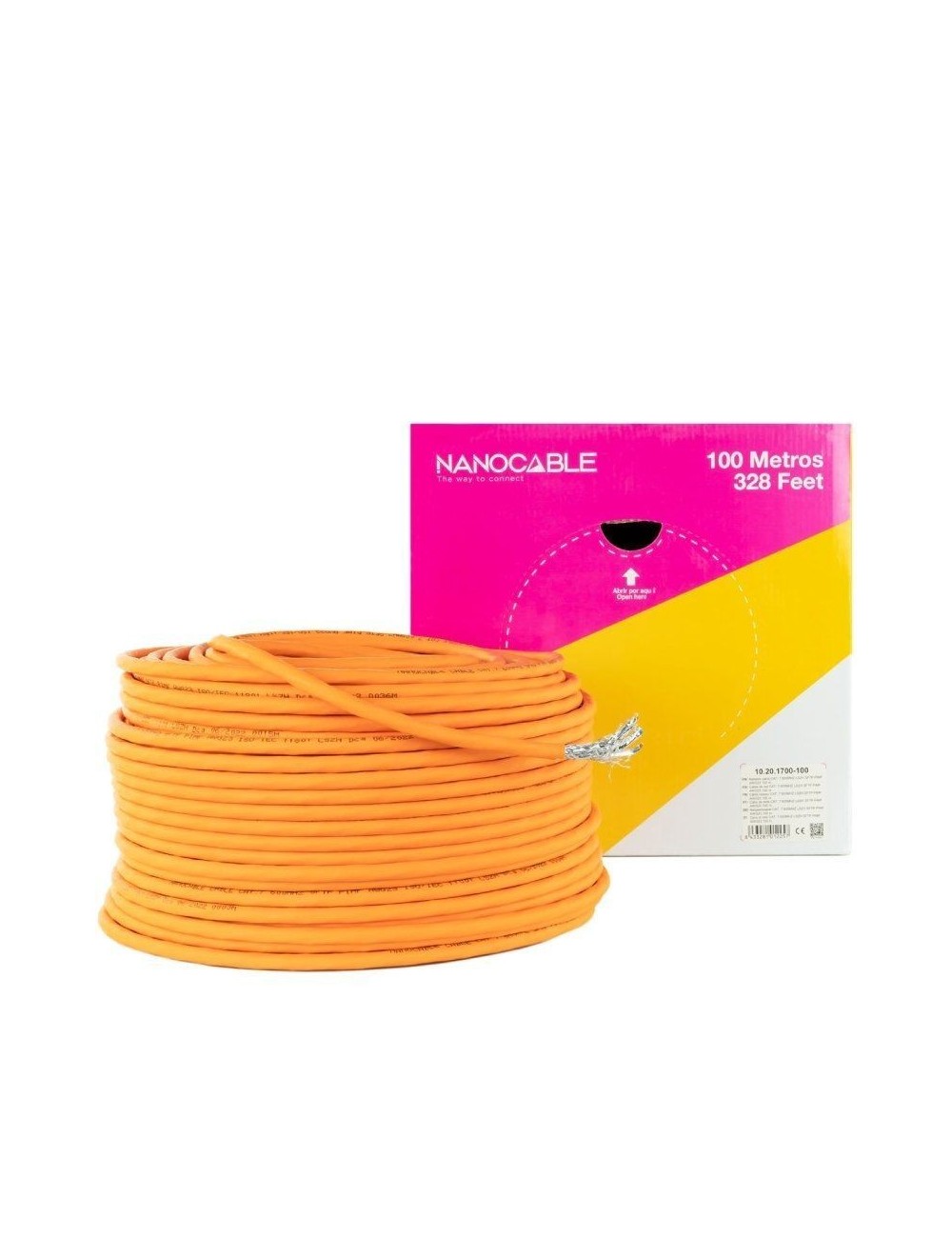 Bobina de Cable SFTP PIMF AWG23 Nanocable 10.20.1700-100 Cat.7/ 100m/ Naranja
