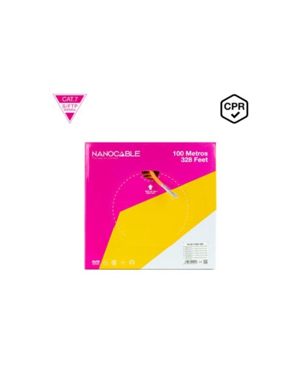 Bobina de Cable SFTP PIMF AWG23 Nanocable 10.20.1700-100 Cat.7/ 100m/ Naranja