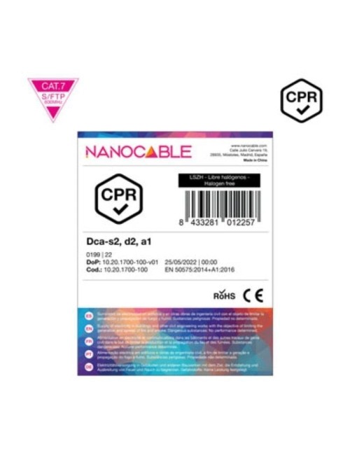 Bobina de Cable SFTP PIMF AWG23 Nanocable 10.20.1700-100 Cat.7/ 100m/ Naranja