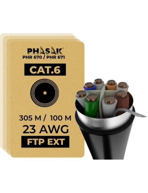Bobina de Cable RJ45 FTP Phasak PHR 670 Cat.6/ 305m/ Gris Oscuro
