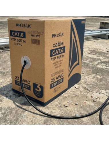 Bobina de Cable RJ45 FTP Phasak PHR 670 Cat.6/ 305m/ Gris Oscuro