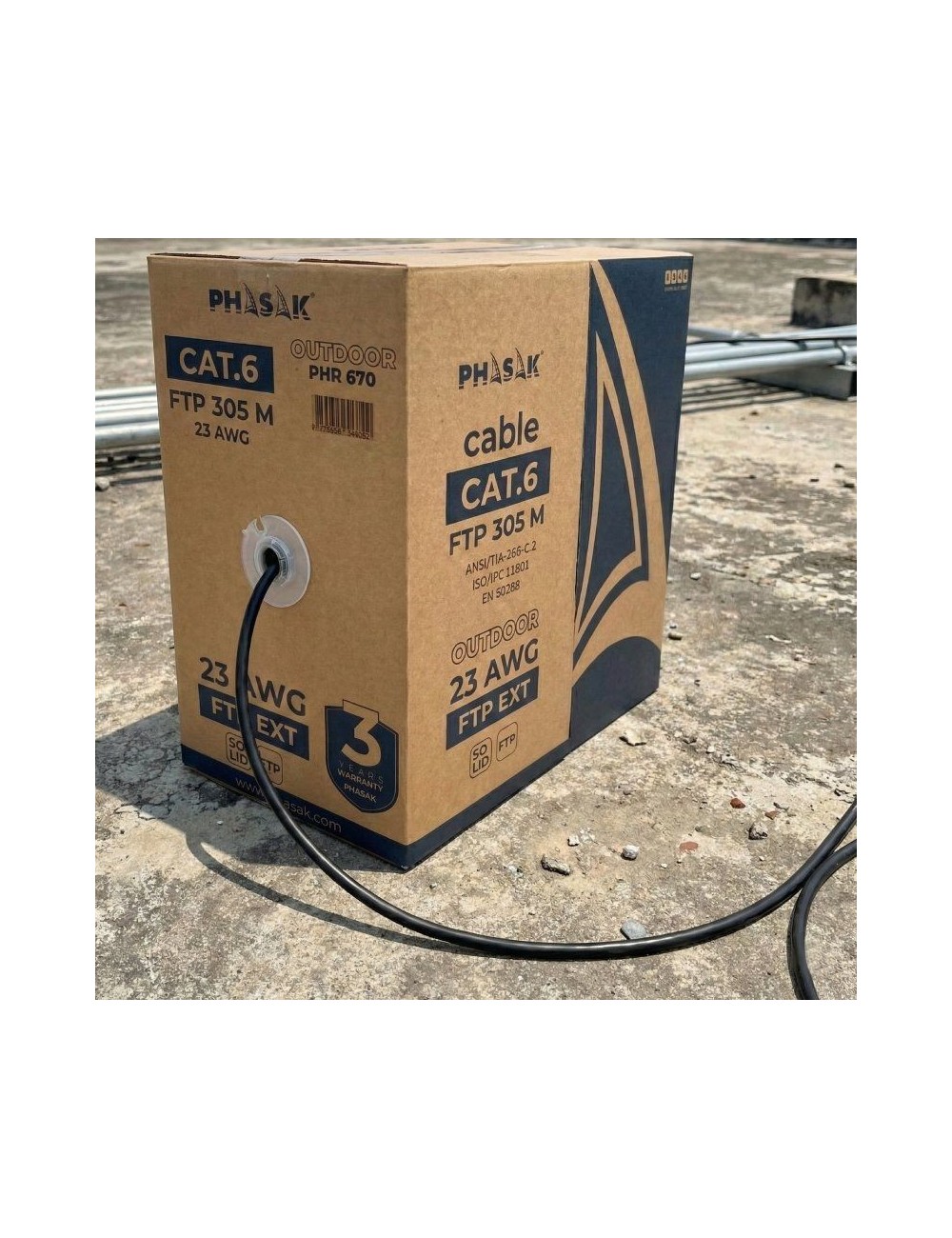 Bobina de Cable RJ45 FTP Phasak PHR 670 Cat.6/ 305m/ Gris Oscuro