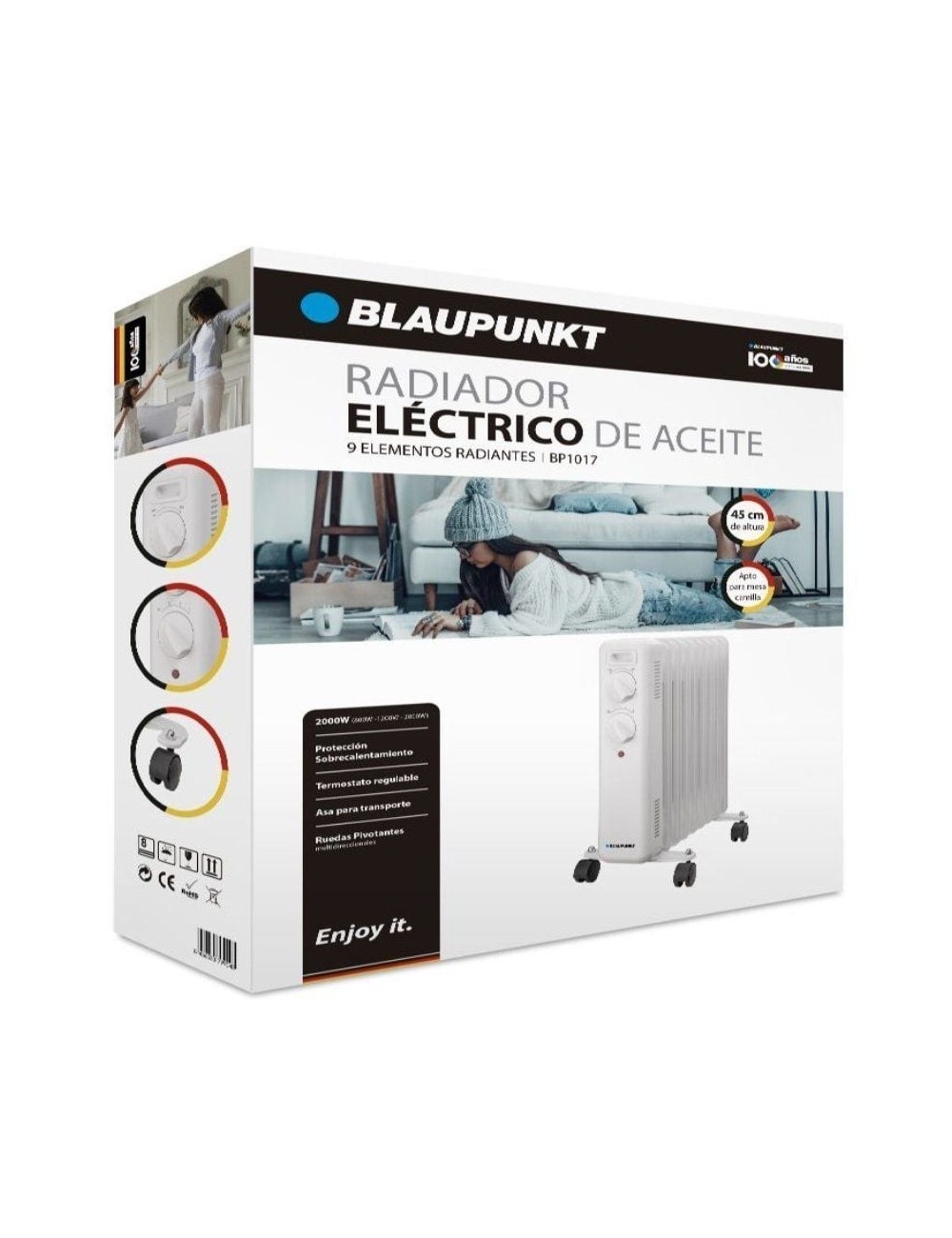 Radiador de Aceite Blaupunkt BP1017/ 2000W/ 9 Elementos Caloríficos