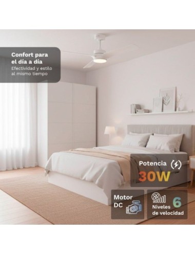 Ventilador de Techo Grunkel SKYEASY47/ 30W/ 3 Aspas 119cm/ 6 Velocidades